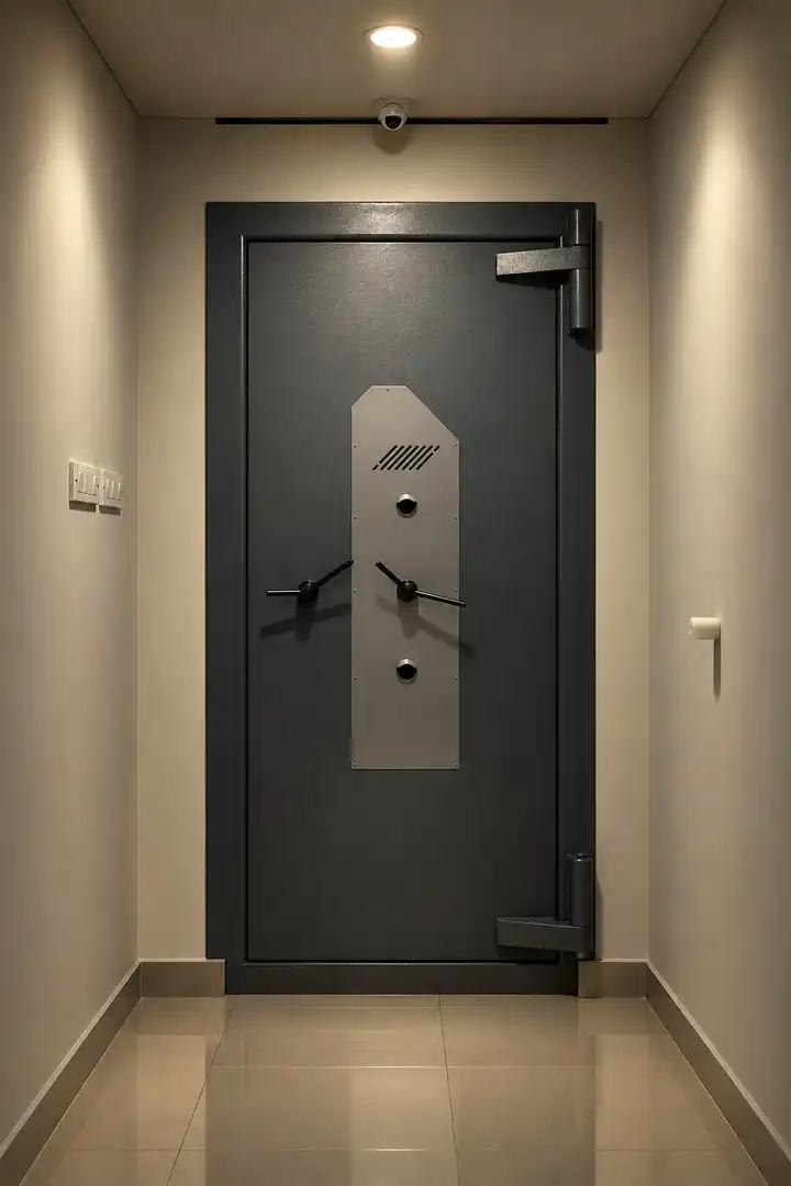 The grey multi-lock strongroom door at Oro Safe
